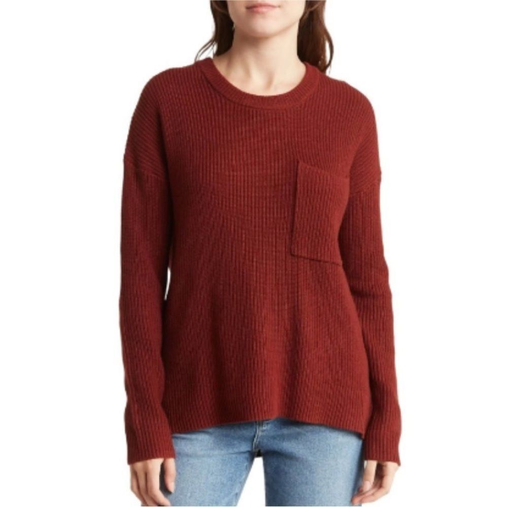 MADEWELL | Thompson Pocket Pullover Knit Sweater Brick Red Women’s Size Small